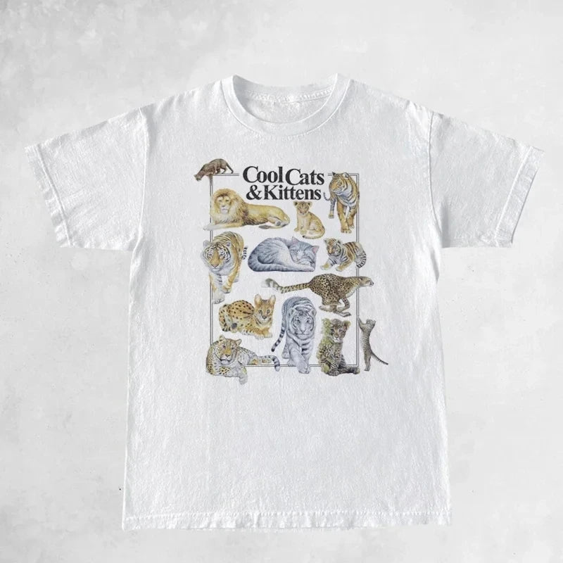 "Cool Cats & Kittens" Vintage Graphic T-Shirt — Unisex Cat Lover Tee 🐱