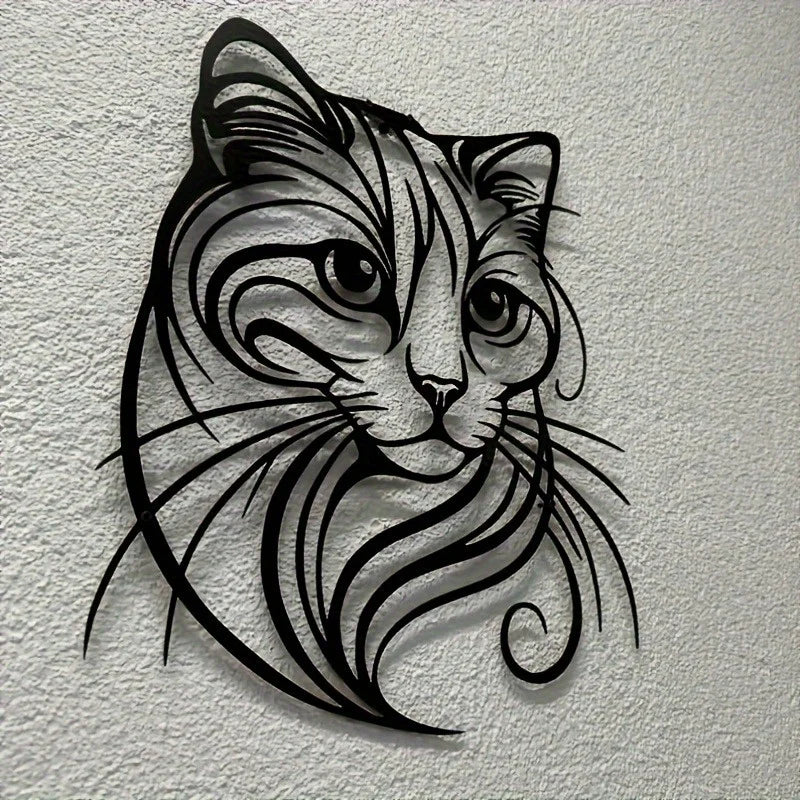 Intricate Cat Face Metal Wall Sculpture — Stunning Home Décor for Cat Lovers 🐱🎨