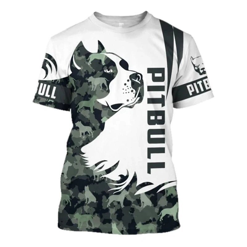 Pitbull Dog 3D Graphic Men's T-Shirt — Bold Dog Lover Tee 🐶