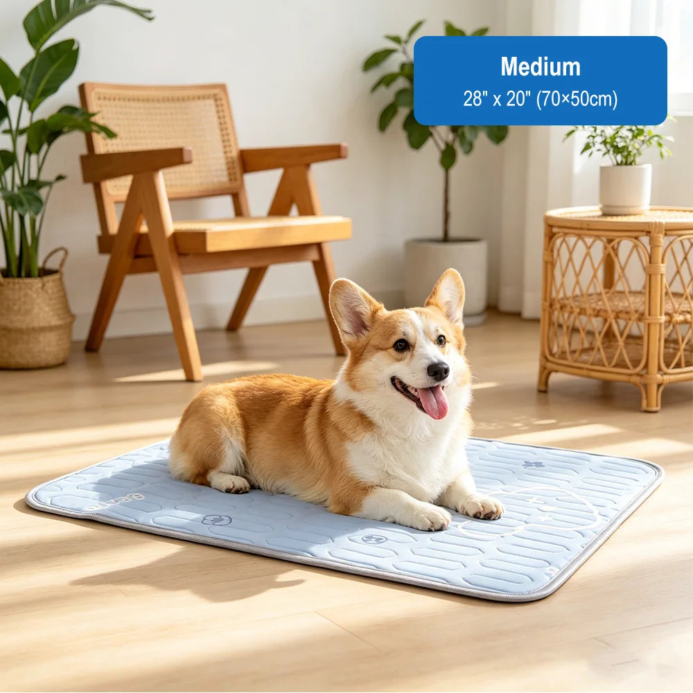 Self-Cooling Pet Mat — Advanced 4-Layer Ice Silk Cooling Pad for Dogs & Cats 🧊🐾