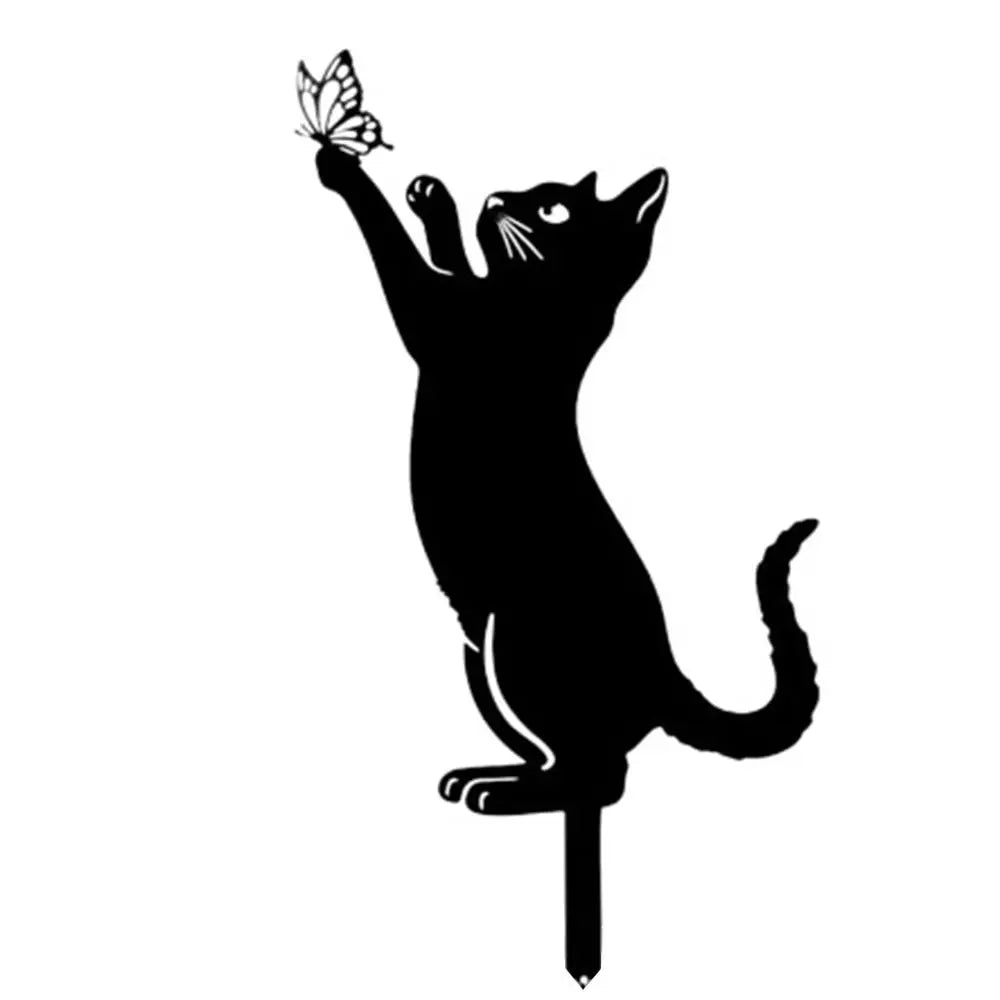 Black Cat Garden Silhouette Stakes — Waterproof Outdoor Cat Art Decorations 🐱🌿