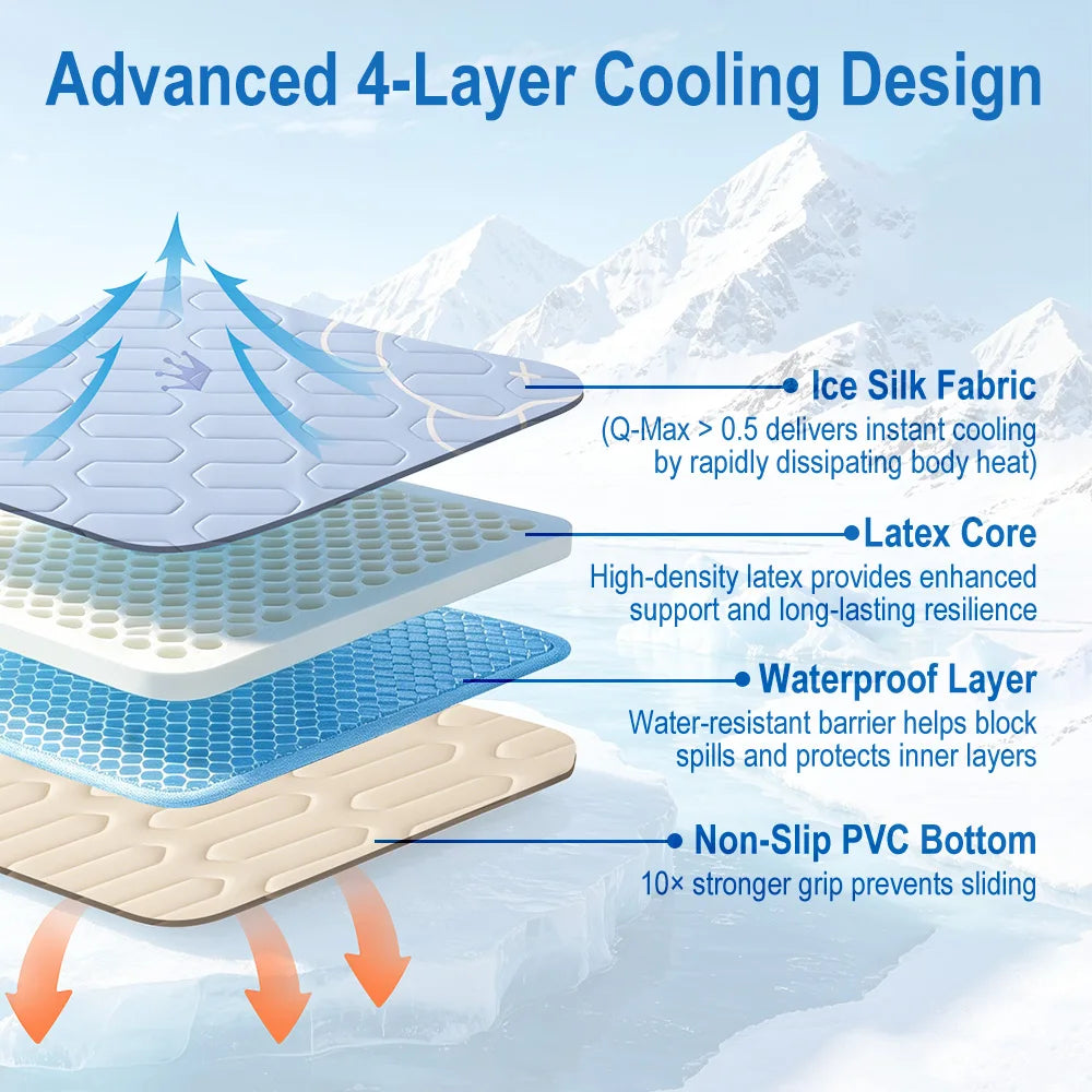 Self-Cooling Pet Mat — Advanced 4-Layer Ice Silk Cooling Pad for Dogs & Cats 🧊🐾