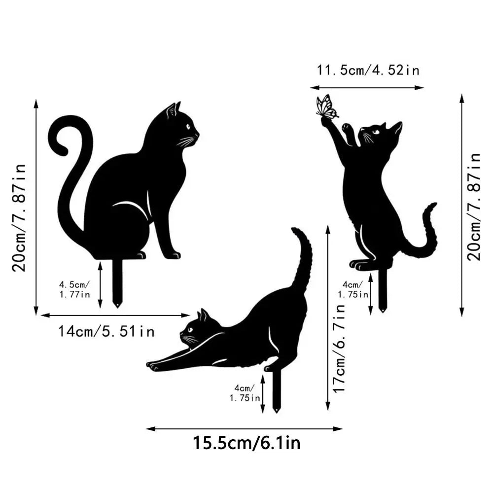 Black Cat Garden Silhouette Stakes — Waterproof Outdoor Cat Art Decorations 🐱🌿
