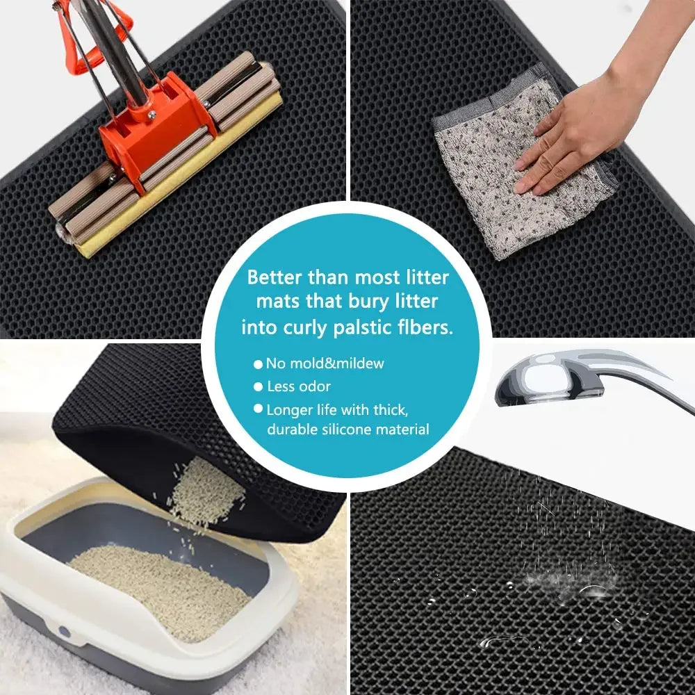 Double Layer Cat Litter Mat — Waterproof Non-Slip Trapping Mat for Litter Boxes 🐱