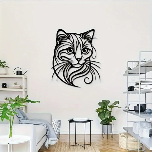 Intricate Cat Face Metal Wall Sculpture — Stunning Home Décor for Cat Lovers 🐱🎨