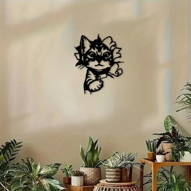 Cat Silhouette Metal Wall Art — Rust-Proof Indoor & Outdoor Cat Décor 🐱🎨