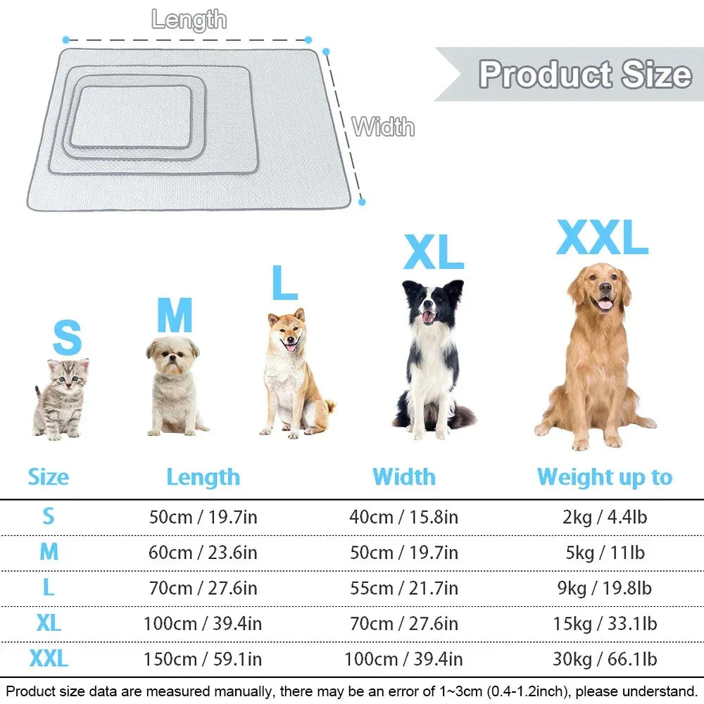 Dog Cooling Mat Summer Washable Portable Pet Coolings Pad for Dogs Cat Ice Silk Blanket Sofa Breathable Sleeping Mat
