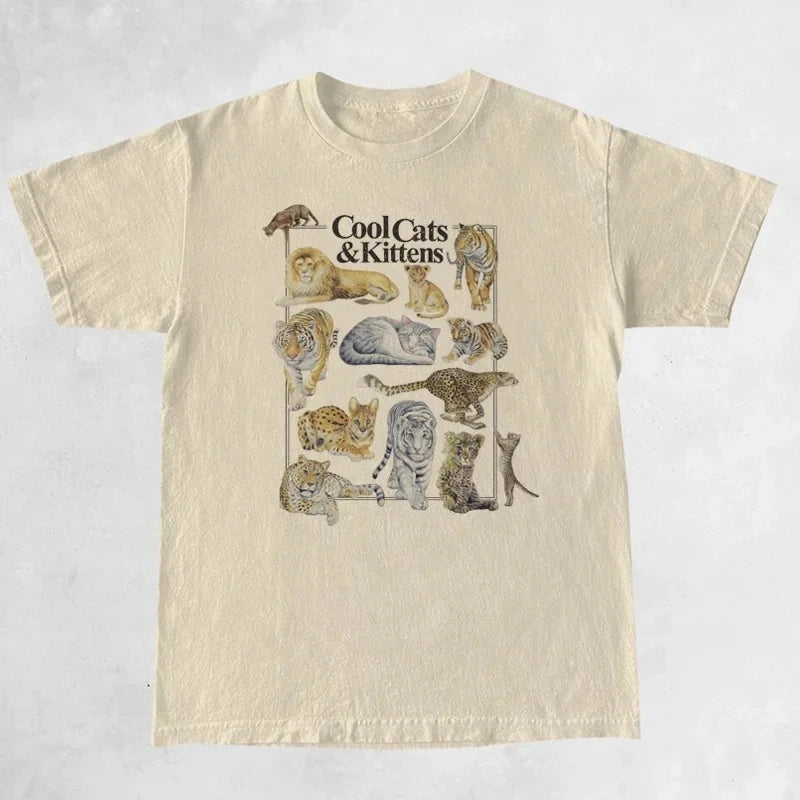 "Cool Cats & Kittens" Vintage Graphic T-Shirt — Unisex Cat Lover Tee 🐱