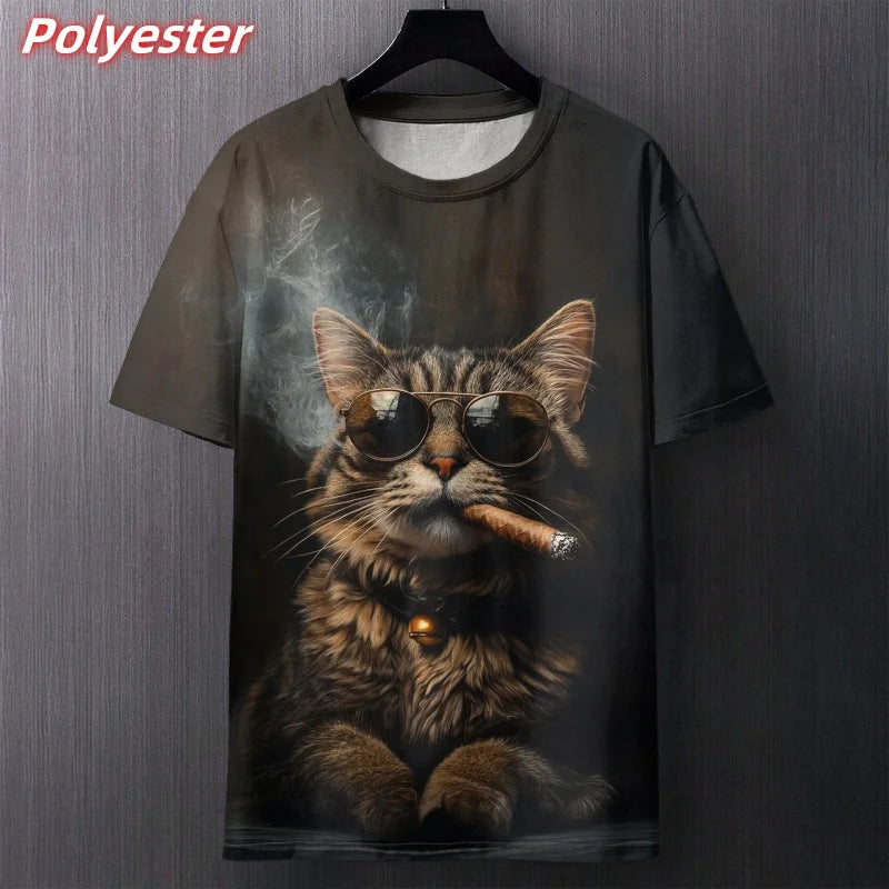 Funny Art Cat T-Shirt — Hilarious 3D Printed Cat Design Tee 🐱🎨