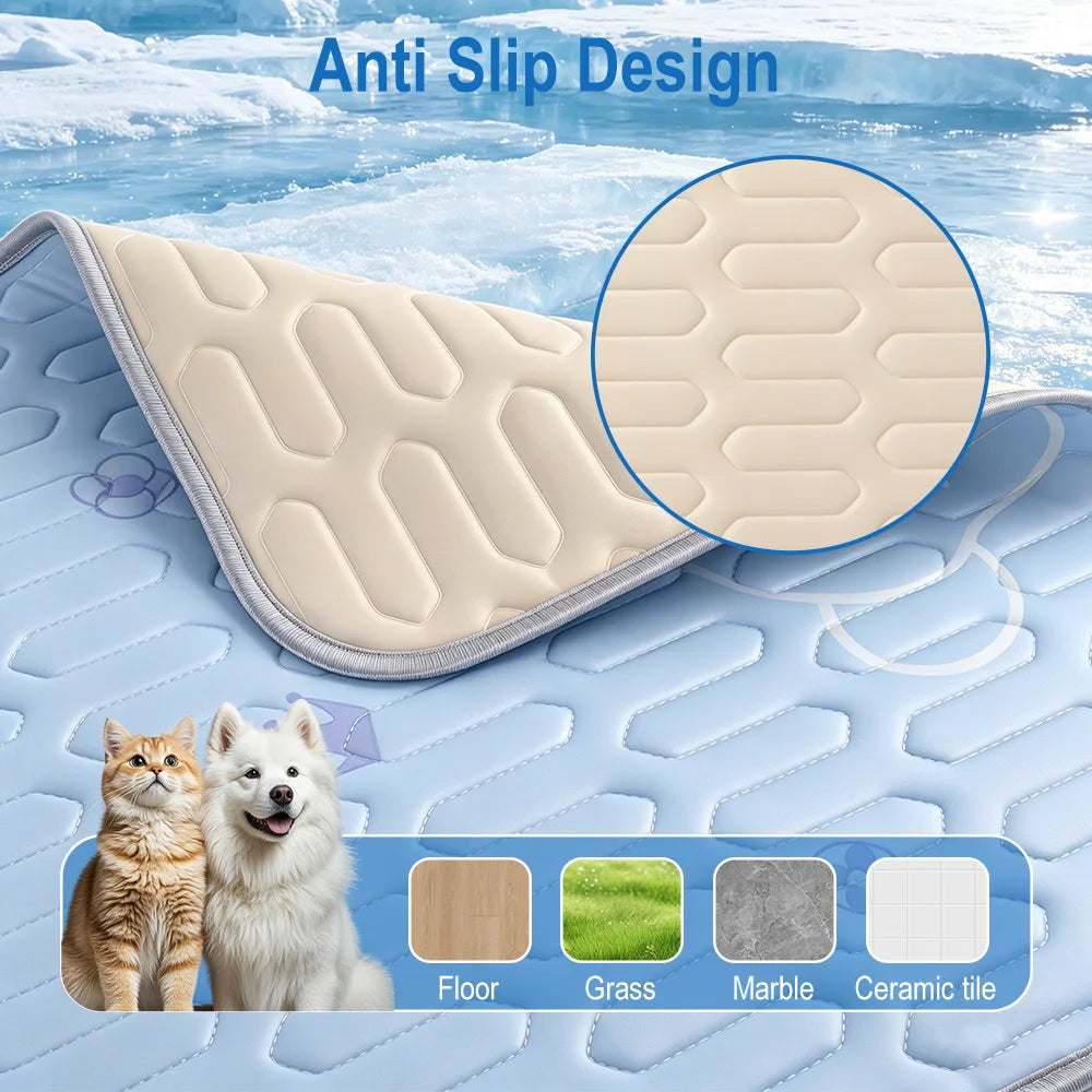 Self-Cooling Pet Mat — Advanced 4-Layer Ice Silk Cooling Pad for Dogs & Cats 🧊🐾