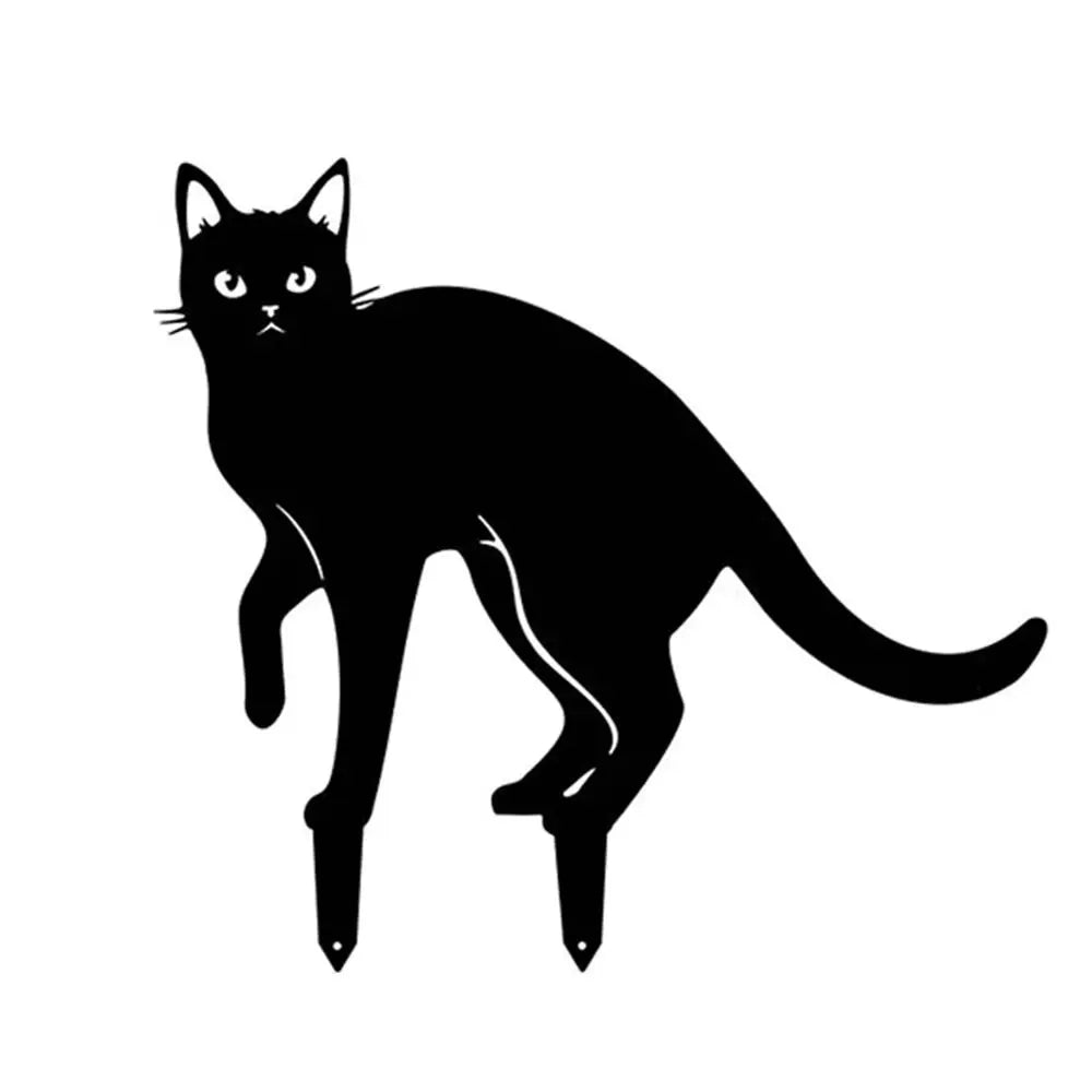 Black Cat Garden Silhouette Stakes — Waterproof Outdoor Cat Art Decorations 🐱🌿