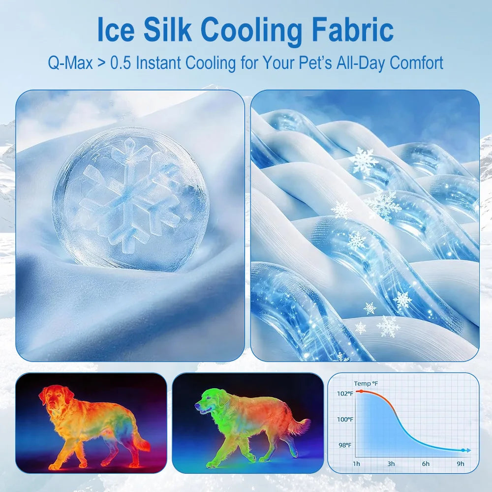 Self-Cooling Pet Mat — Advanced 4-Layer Ice Silk Cooling Pad for Dogs & Cats 🧊🐾