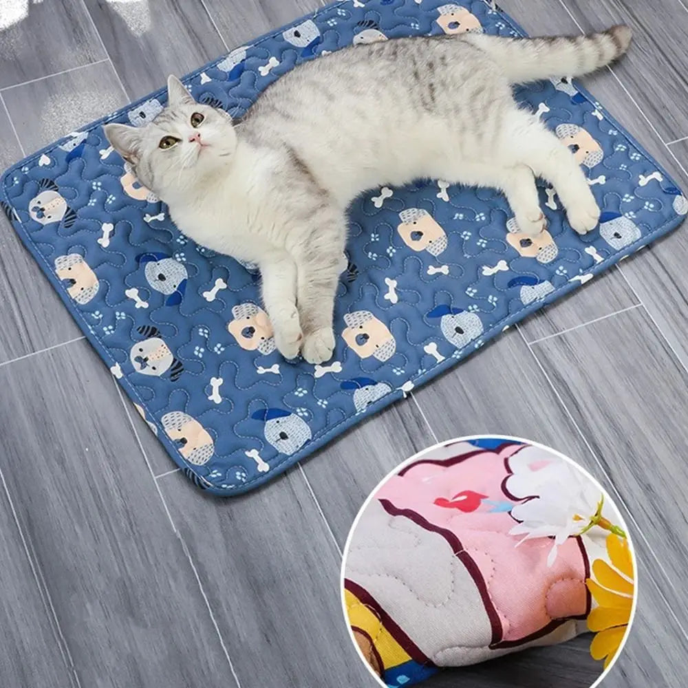 Cute Washable Dog Cooling Mat Summer Pad Breathable Pet Cold Bed Pet Ice Pad Blanket Dog Cat Sleeping Pad Pet