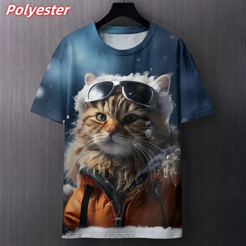 Funny Art Cat T-Shirt — Hilarious 3D Printed Cat Design Tee 🐱🎨