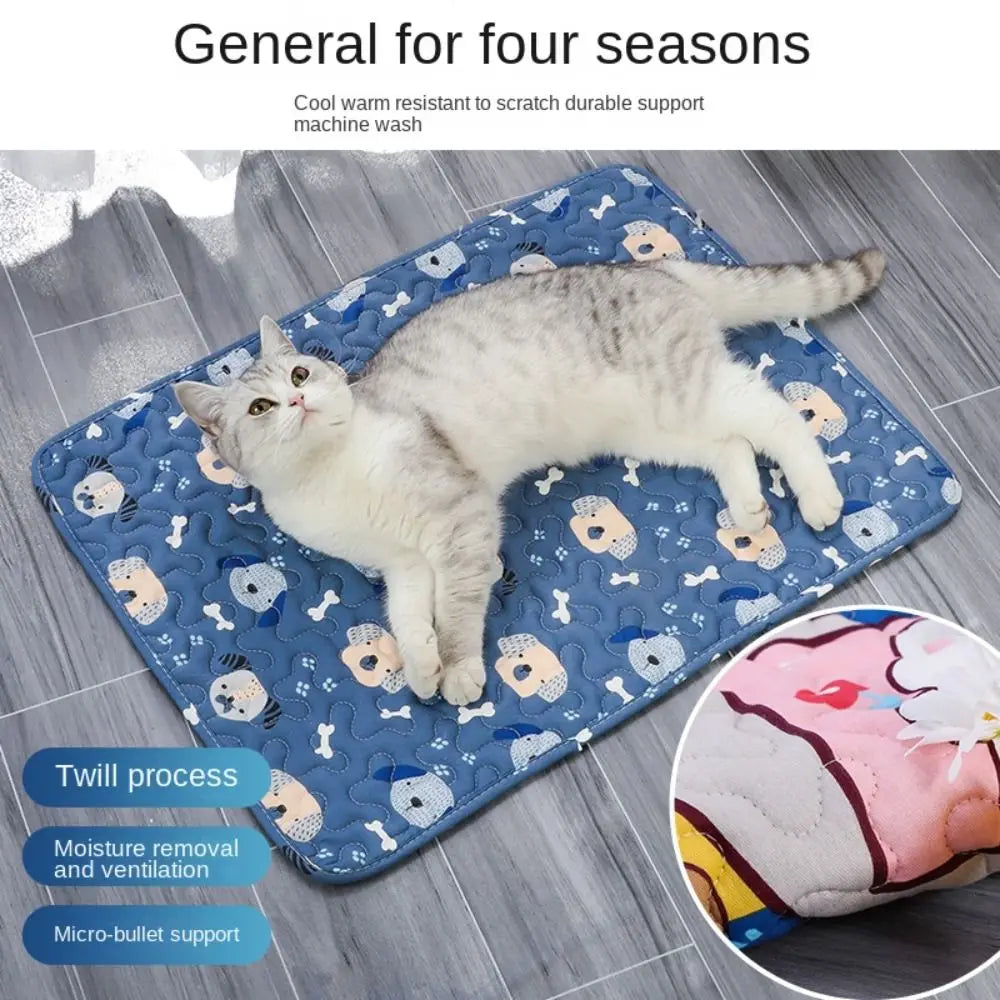 Cute Washable Dog Cooling Mat Summer Pad Breathable Pet Cold Bed Pet Ice Pad Blanket Dog Cat Sleeping Pad Pet