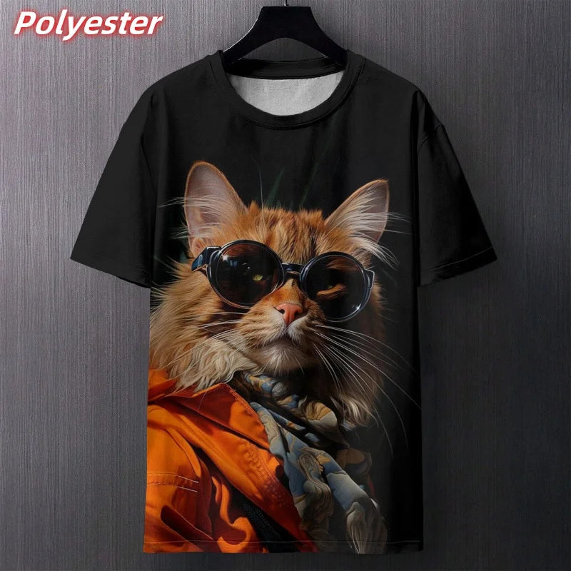 Funny Art Cat T-Shirt — Hilarious 3D Printed Cat Design Tee 🐱🎨