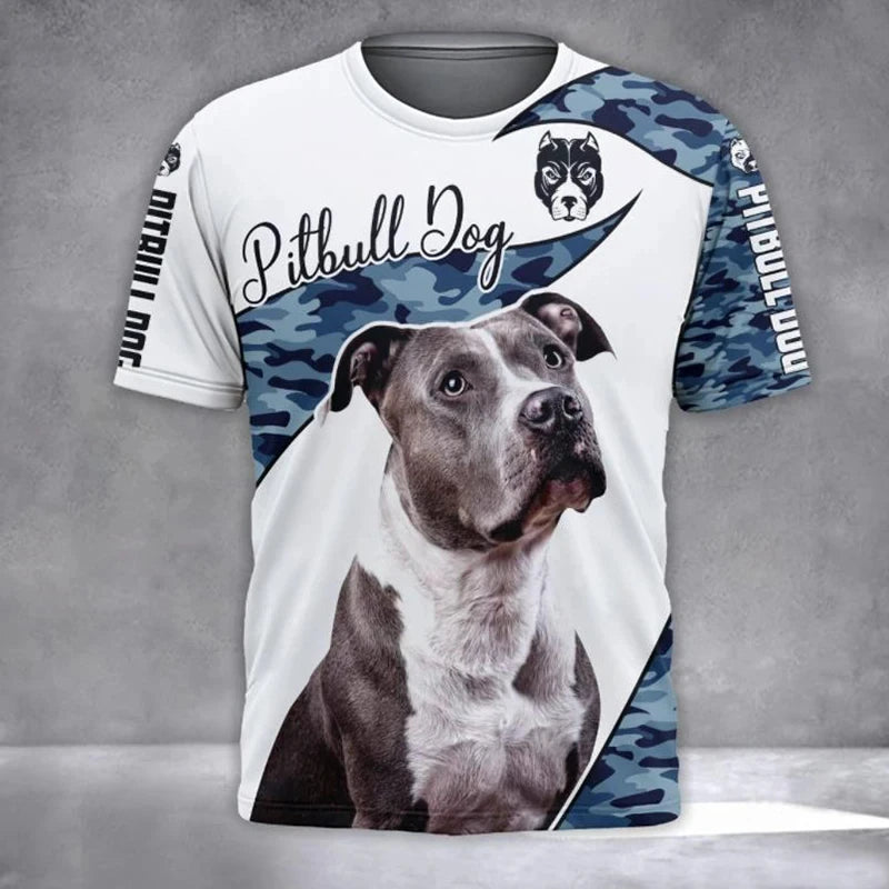 Pitbull Dog 3D Graphic Men's T-Shirt — Bold Dog Lover Tee 🐶