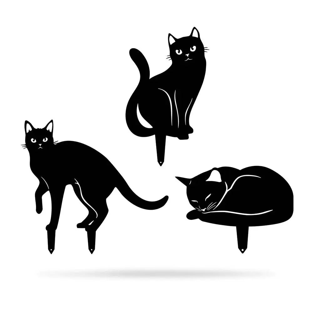 Black Cat Garden Silhouette Stakes — Waterproof Outdoor Cat Art Decorations 🐱🌿