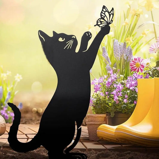 Black Cat Garden Silhouette Stakes — Waterproof Outdoor Cat Art Decorations 🐱🌿