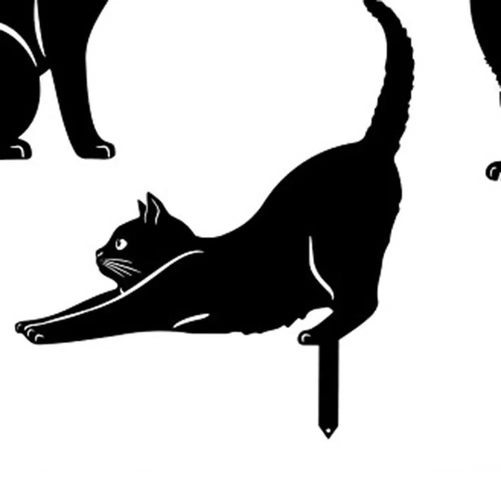 Black Cat Garden Silhouette Stakes — Waterproof Outdoor Cat Art Decorations 🐱🌿