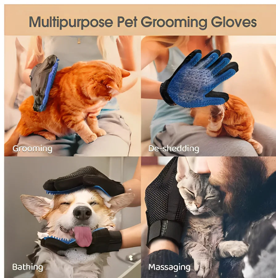 Pet Grooming Glove — Deshedding Brush & Massage Tool for Dogs & Cats 🐾
