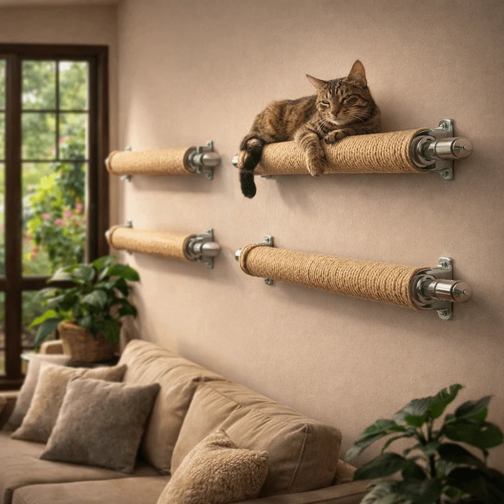 Title: Wall Mounted Cat Climbing Frame & Scratch Posts 🐱