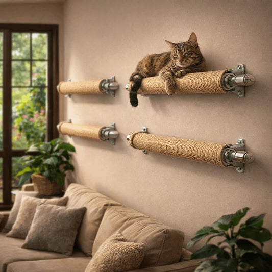 Title: Wall Mounted Cat Climbing Frame & Scratch Posts 🐱