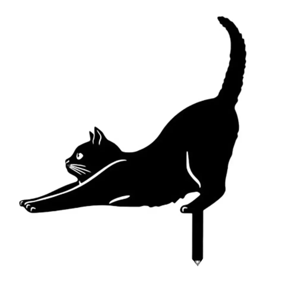 Black Cat Garden Silhouette Stakes — Waterproof Outdoor Cat Art Decorations 🐱🌿