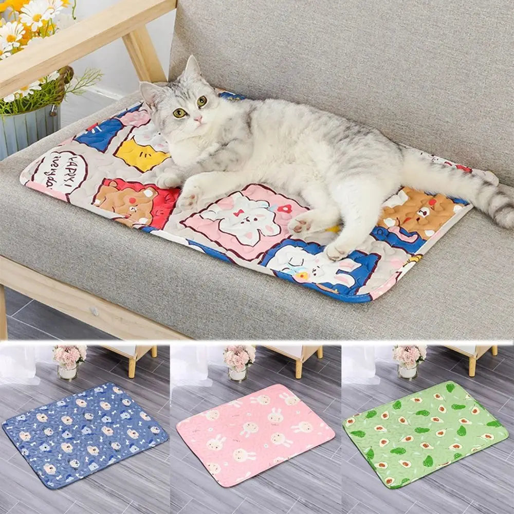 Cute Washable Dog Cooling Mat Summer Pad Breathable Pet Cold Bed Pet Ice Pad Blanket Dog Cat Sleeping Pad Pet