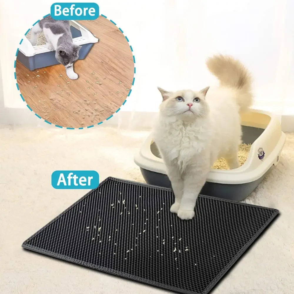 Double Layer Cat Litter Mat — Waterproof Non-Slip Trapping Mat for Litter Boxes 🐱