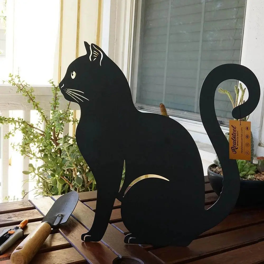 Black Cat Garden Silhouette Stakes — Waterproof Outdoor Cat Art Decorations 🐱🌿