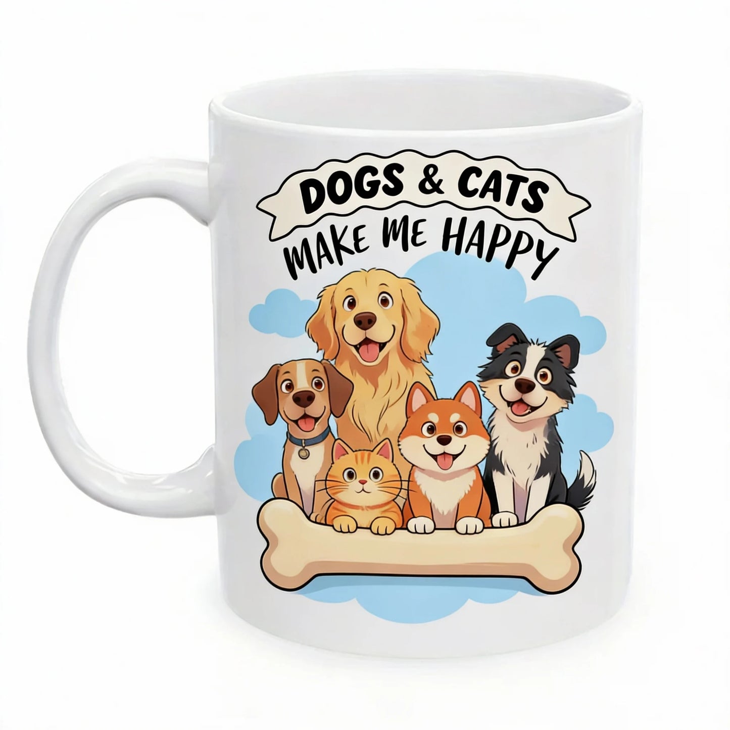 Dogs Make Me Happy, Humans Make My Head Hurt Ceramic Mug - Funny Pet Design, Perfect Gift for Dog Lovers, Unique Novelty Present