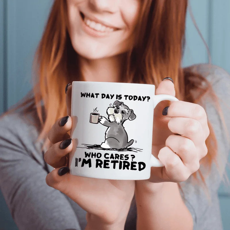 "What Day Is Today? Who Cares? I'm Retired!" Funny Dog Lover Mug ☕🐶