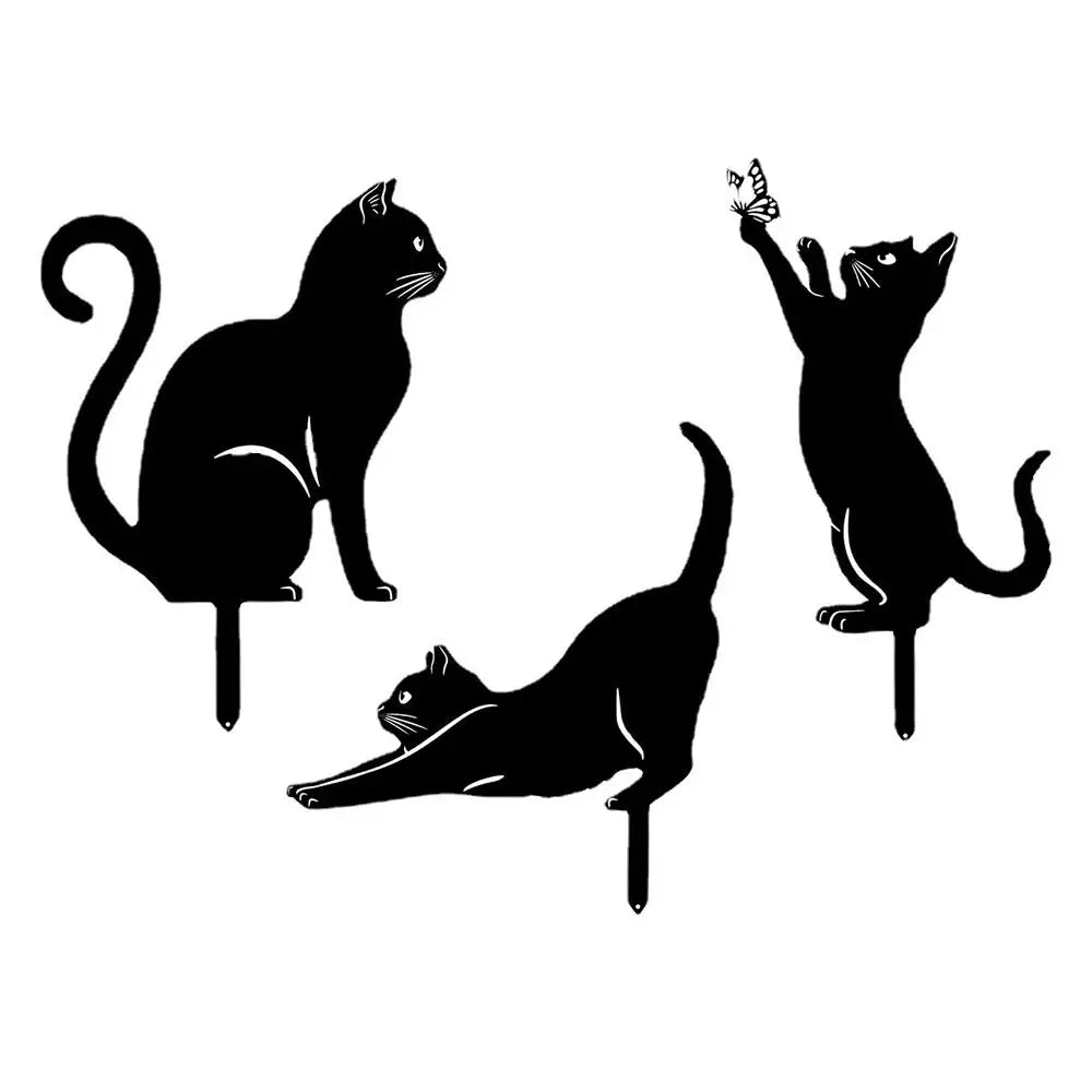 Black Cat Garden Silhouette Stakes — Waterproof Outdoor Cat Art Decorations 🐱🌿