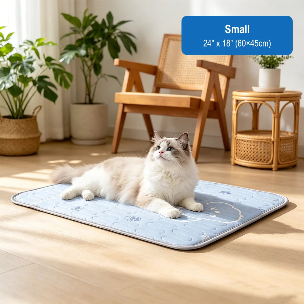 Self-Cooling Pet Mat — Advanced 4-Layer Ice Silk Cooling Pad for Dogs & Cats 🧊🐾