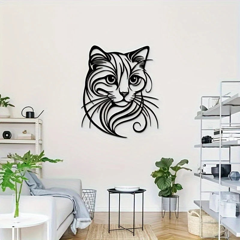 Intricate Cat Face Metal Wall Sculpture — Stunning Home Décor for Cat Lovers 🐱🎨