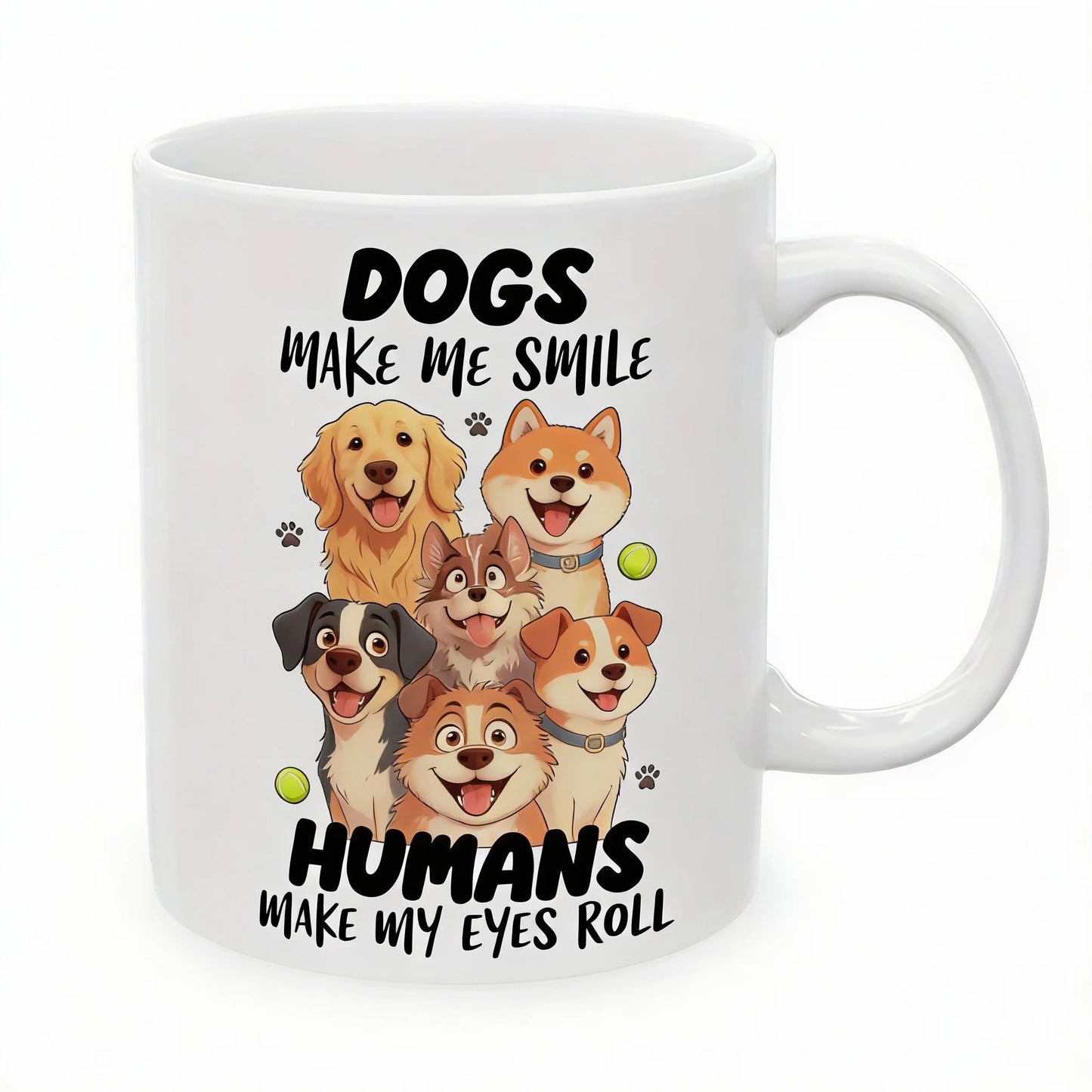 Dogs Make Me Happy, Humans Make My Head Hurt Ceramic Mug - Funny Pet Design, Perfect Gift for Dog Lovers, Unique Novelty Present
