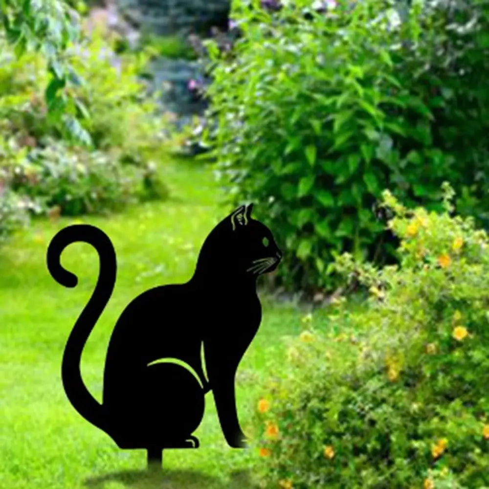 Black Cat Garden Silhouette Stakes — Waterproof Outdoor Cat Art Decorations 🐱🌿
