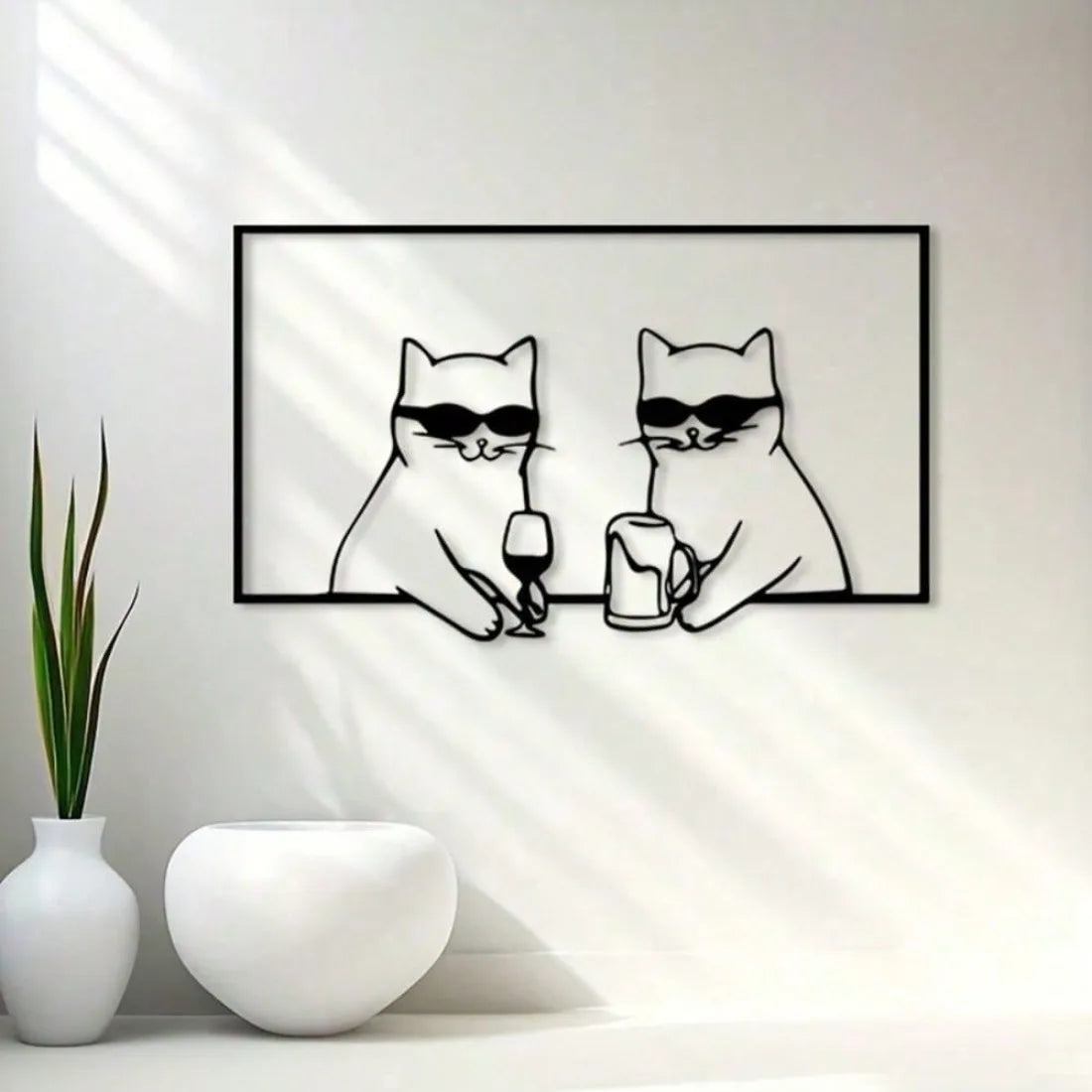 "Cool Cats" 3D Metal Wall Art — Funny Cat Bar Decor for Cat Lovers 🐱😎