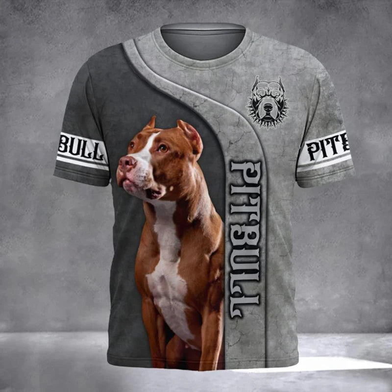 Pitbull Dog 3D Graphic Men's T-Shirt — Bold Dog Lover Tee 🐶
