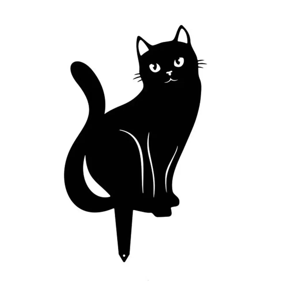 Black Cat Garden Silhouette Stakes — Waterproof Outdoor Cat Art Decorations 🐱🌿