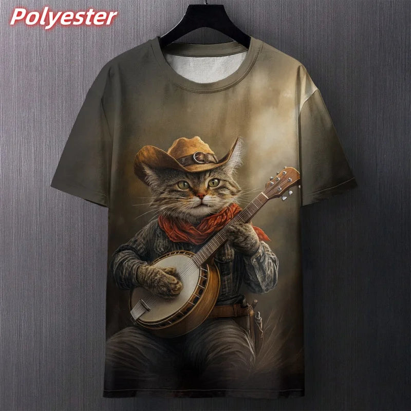 Funny Art Cat T-Shirt — Hilarious 3D Printed Cat Design Tee 🐱🎨
