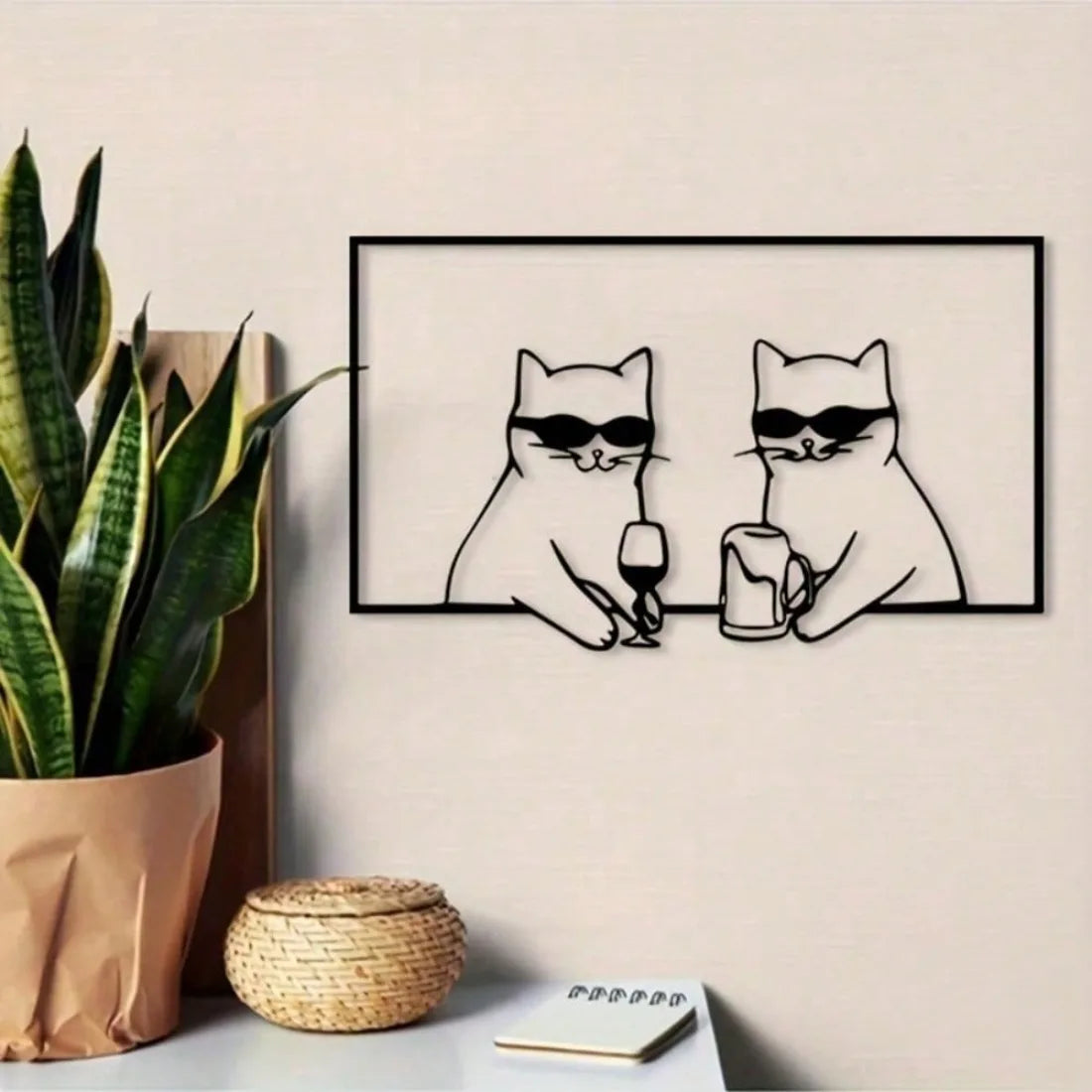 "Cool Cats" 3D Metal Wall Art — Funny Cat Bar Decor for Cat Lovers 🐱😎