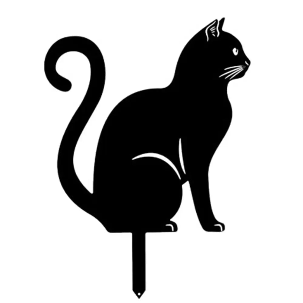 Black Cat Garden Silhouette Stakes — Waterproof Outdoor Cat Art Decorations 🐱🌿