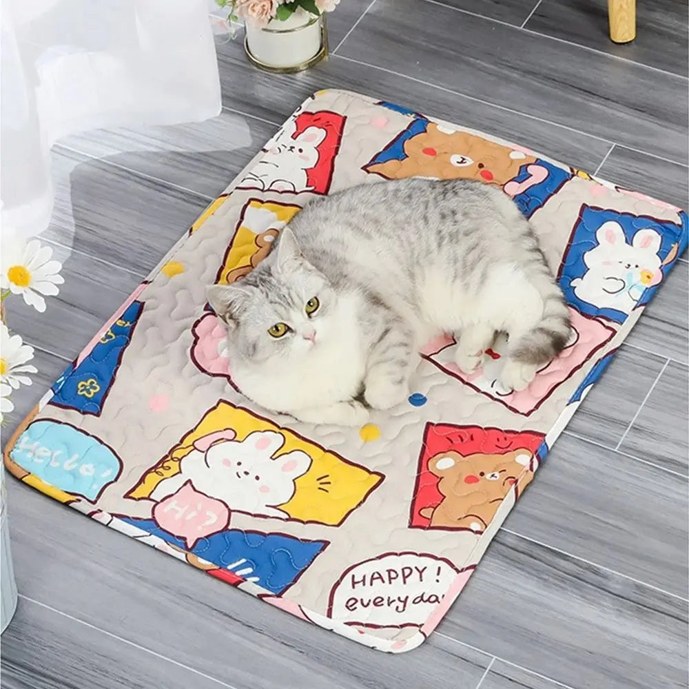 Cute Washable Dog Cooling Mat Summer Pad Breathable Pet Cold Bed Pet Ice Pad Blanket Dog Cat Sleeping Pad Pet