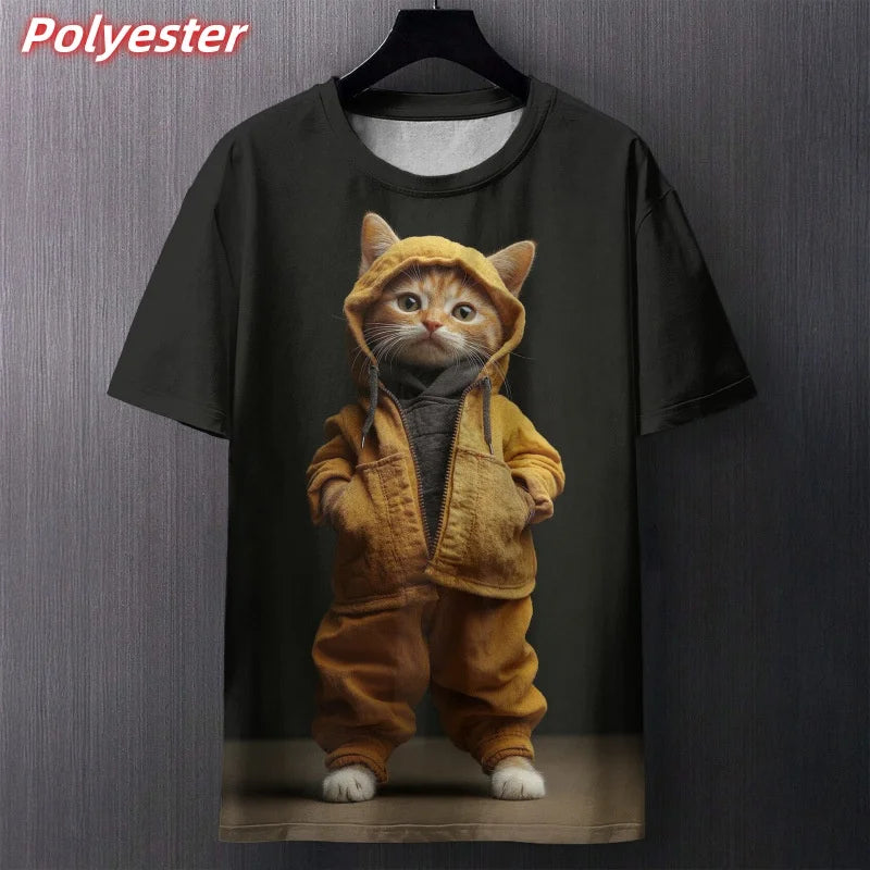 Funny Art Cat T-Shirt — Hilarious 3D Printed Cat Design Tee 🐱🎨