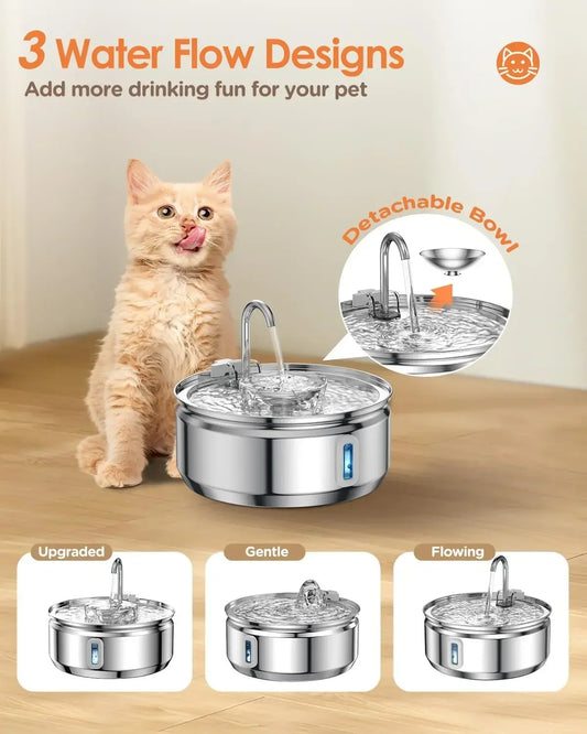 Large 3.2L Stainless Steel Pet Water Fountain — Automatic Filter for Cats & Dogs 💧🐱🐶