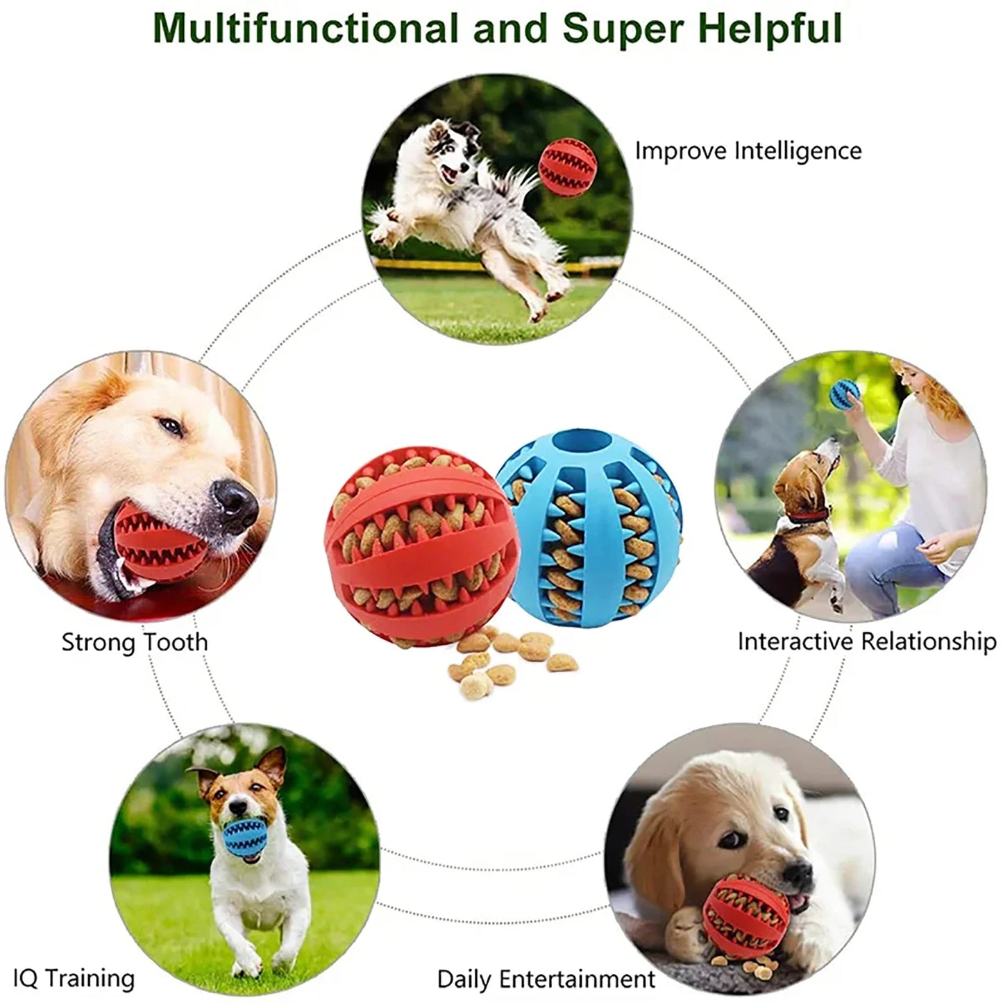 Nontoxic Treat Dispensing Dog Chew Ball — Tooth Cleaning Toy 🐶