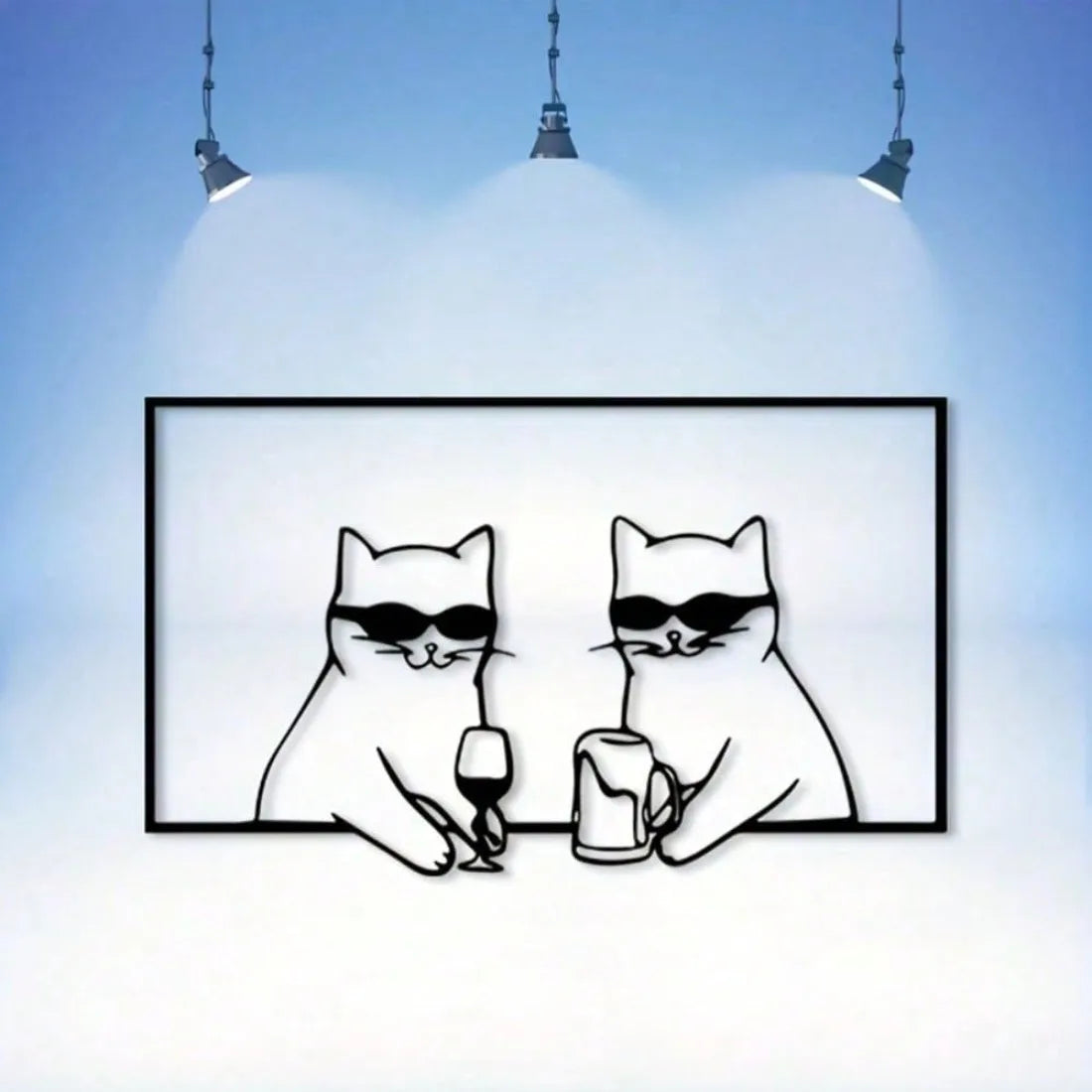 "Cool Cats" 3D Metal Wall Art — Funny Cat Bar Decor for Cat Lovers 🐱😎