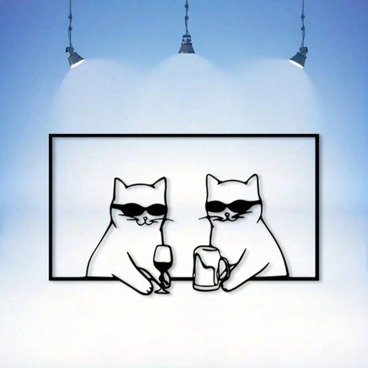 "Cool Cats" 3D Metal Wall Art — Funny Cat Bar Decor for Cat Lovers 🐱😎
